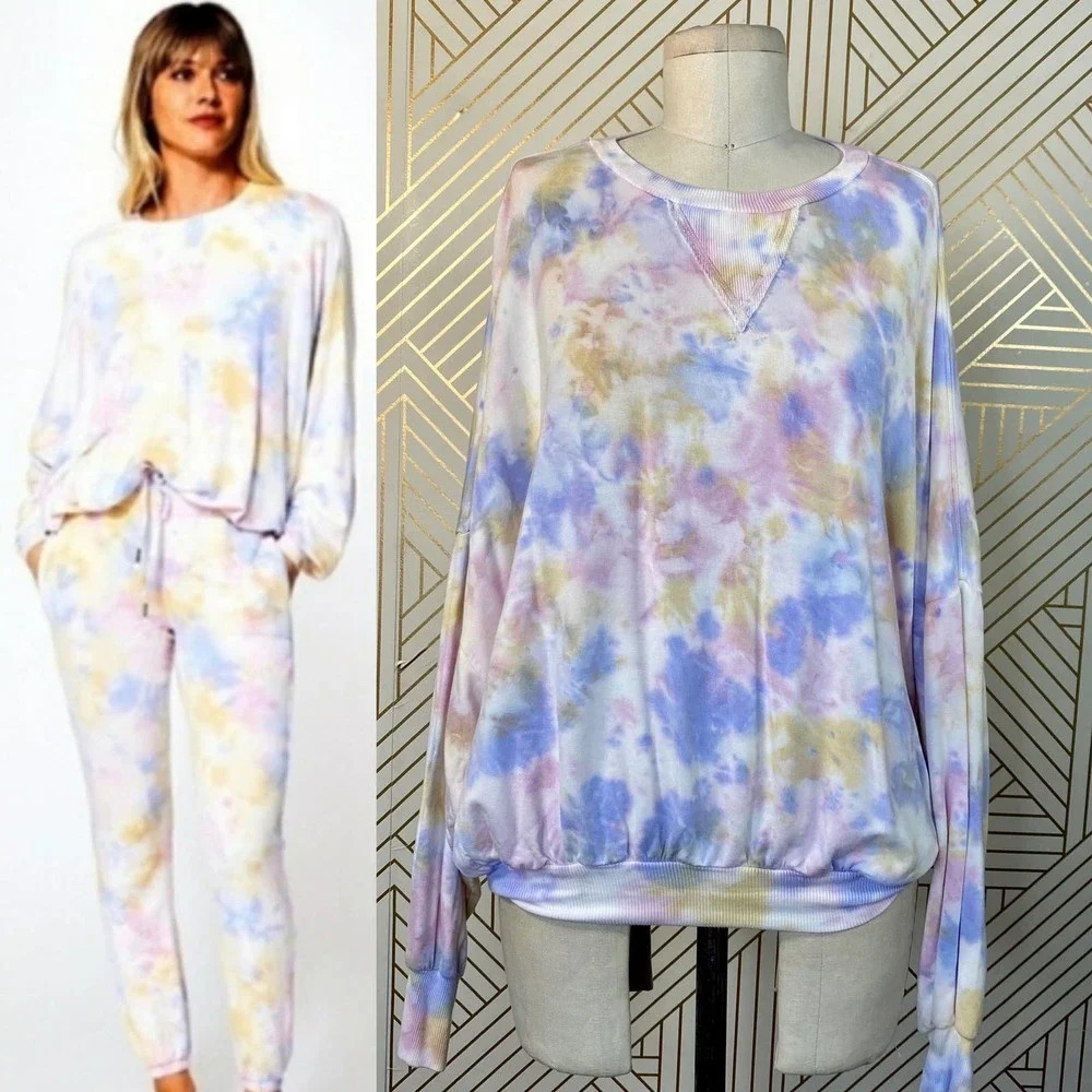 Young Fabulous & Broke Juliette Tie Dye Sweatshirt Violet Burst Size Small